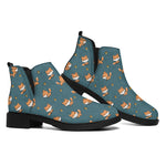 Baby Fox Pattern Print Flat Ankle Boots