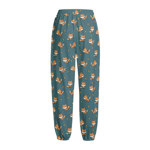 Baby Fox Pattern Print Fleece Lined Knit Pants