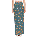 Baby Fox Pattern Print High Slit Maxi Skirt