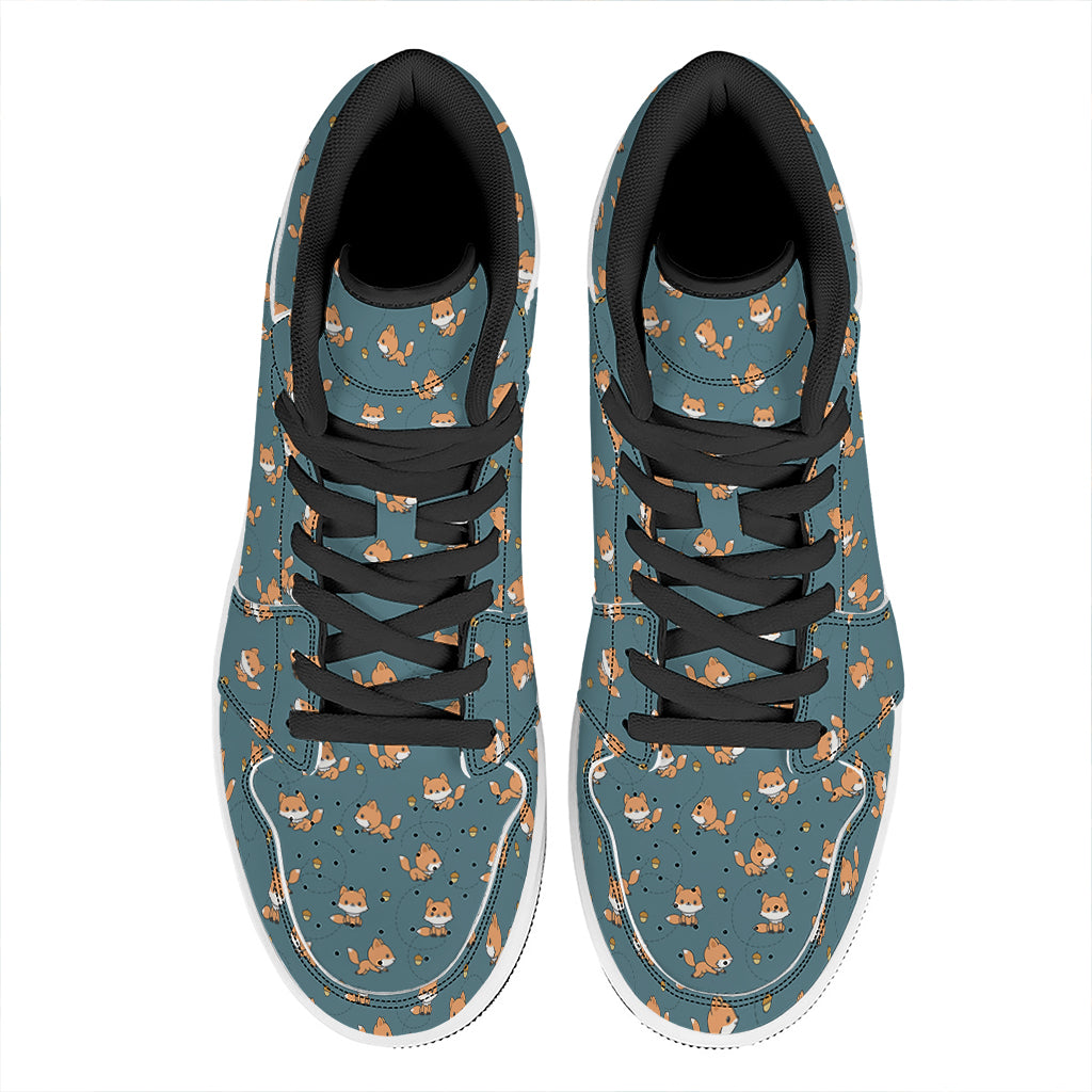 Baby Fox Pattern Print High Top Leather Sneakers