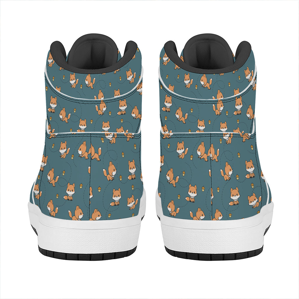 Baby Fox Pattern Print High Top Leather Sneakers