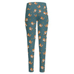 Baby Fox Pattern Print High-Waisted Pocket Leggings