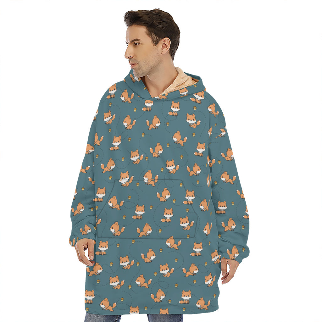Baby Fox Pattern Print Hoodie Blanket