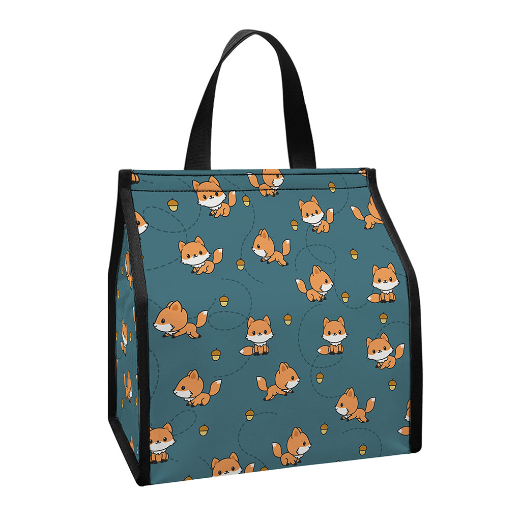 Baby Fox Pattern Print Insulated Lunch Tote