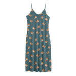 Baby Fox Pattern Print Jersey Midi Cami Dress