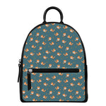 Baby Fox Pattern Print Leather Backpack