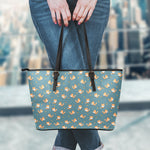 Baby Fox Pattern Print Leather Tote Bag