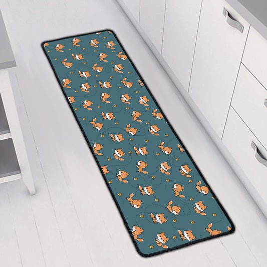 Baby Fox Pattern Print Long Kitchen Mat
