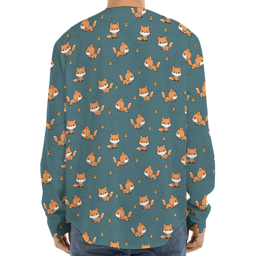 Baby Fox Pattern Print Long Sleeve Baseball Jersey