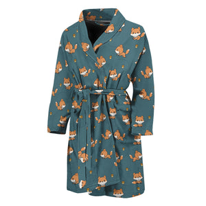 Baby Fox Pattern Print Men's Bathrobe