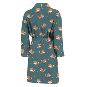 Baby Fox Pattern Print Men's Bathrobe