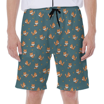 Baby Fox Pattern Print Men's Beach Shorts