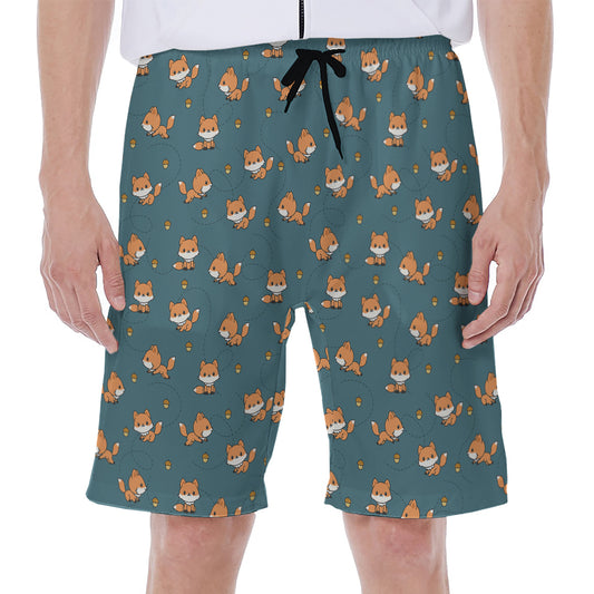 Baby Fox Pattern Print Men's Beach Shorts