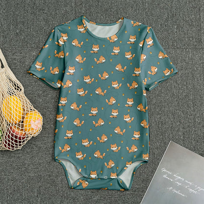 Baby Fox Pattern Print Men's Bodysuit