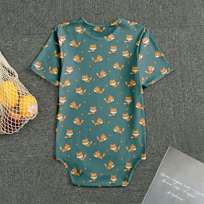 Baby Fox Pattern Print Men's Bodysuit