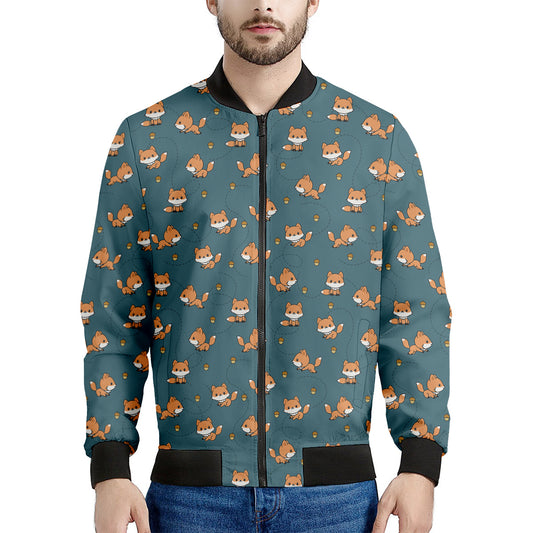 Baby Fox Pattern Print Men's Bomber Jacket