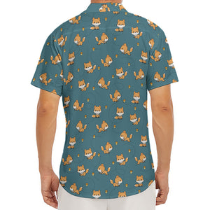 Baby Fox Pattern Print Men's Deep V-Neck Shirt