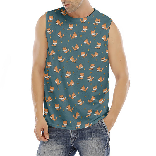 Baby Fox Pattern Print Men's Fitness Tank Top