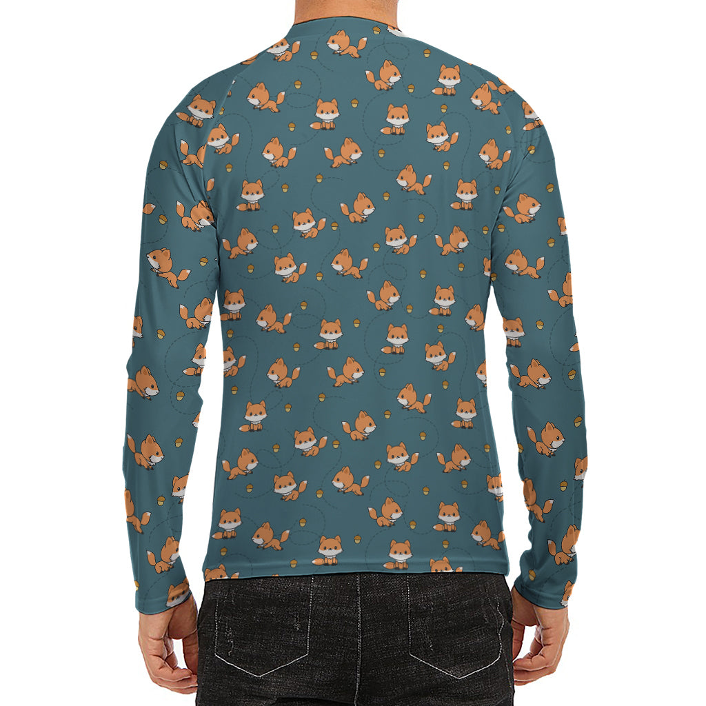 Baby Fox Pattern Print Men's Long Sleeve Rash Guard
