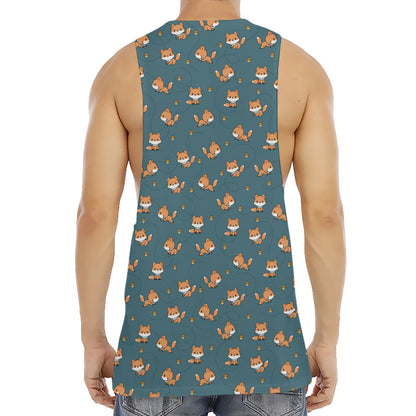 Baby Fox Pattern Print Men's Muscle Tank Top