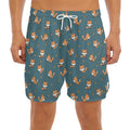 Baby Fox Pattern Print Men's Split Running Shorts