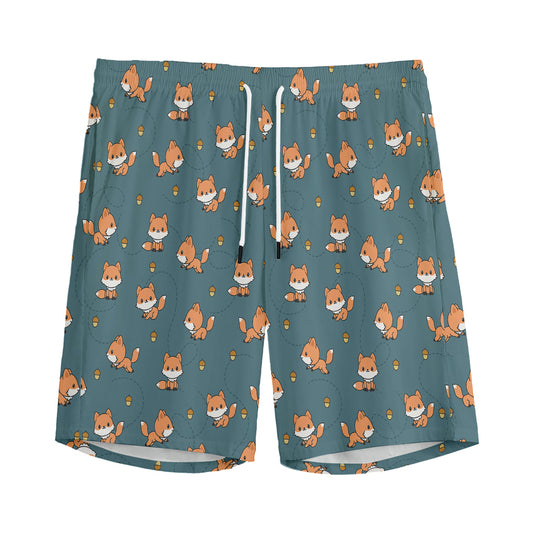 Baby Fox Pattern Print Men's Sports Shorts