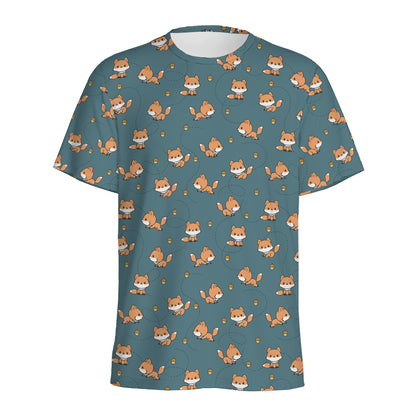 Baby Fox Pattern Print Men's Sports T-Shirt