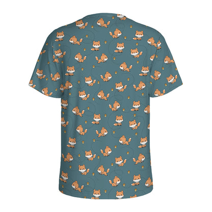 Baby Fox Pattern Print Men's Sports T-Shirt