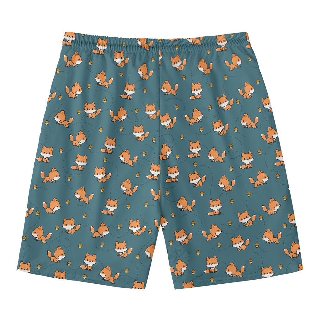 Baby Fox Pattern Print Men's Swim Trunks