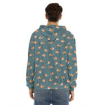 Baby Fox Pattern Print Men's Velvet Pullover Hoodie
