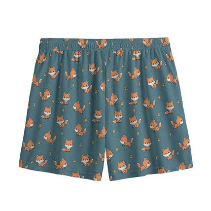 Baby Fox Pattern Print Mesh Shorts