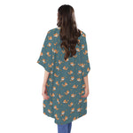 Baby Fox Pattern Print Open Front Beach Cover Up