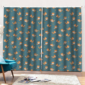 Baby Fox Pattern Print Pencil Pleat Curtains