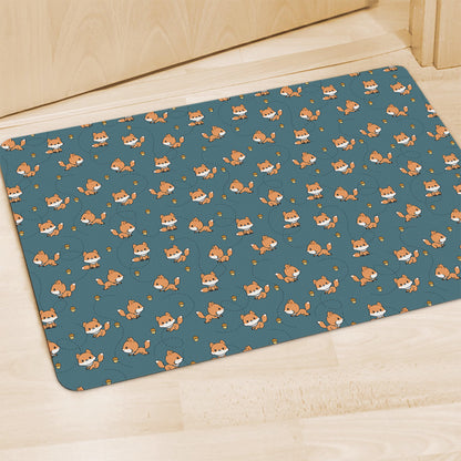 Baby Fox Pattern Print Polyester Doormat