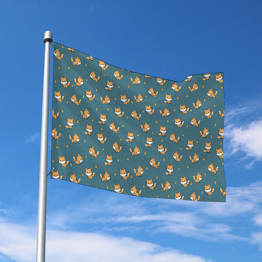 Baby Fox Pattern Print Polyester Flag