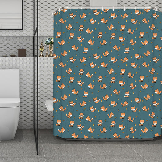 Baby Fox Pattern Print Polyester Shower Curtain