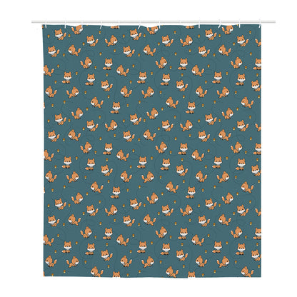 Baby Fox Pattern Print Polyester Shower Curtain