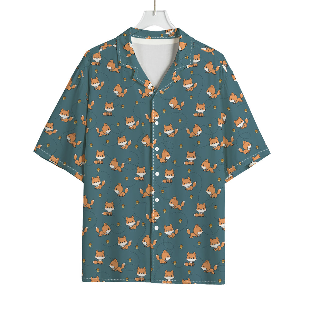 Baby Fox Pattern Print Rayon Hawaiian Shirt