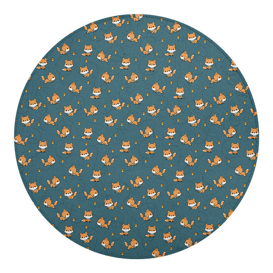 Baby Fox Pattern Print Round Blanket