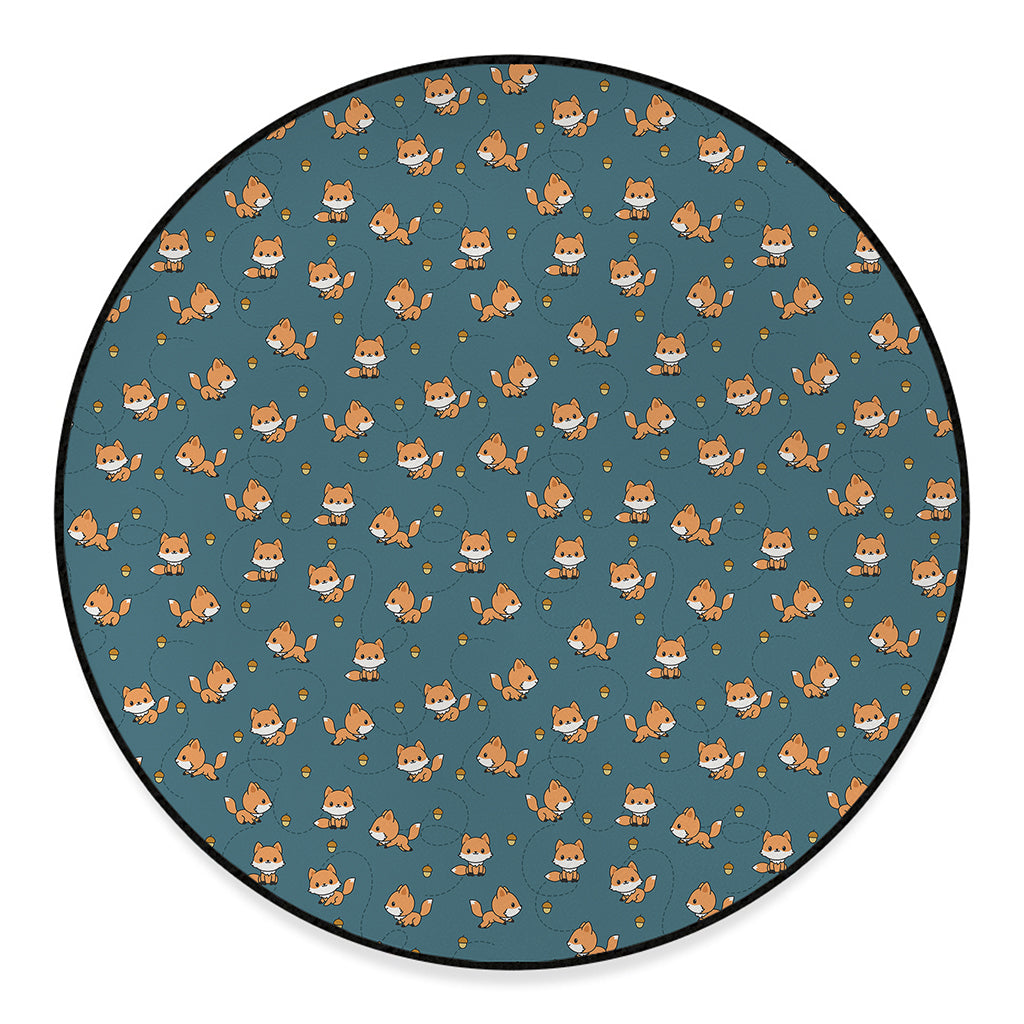 Baby Fox Pattern Print Round Floor Mat