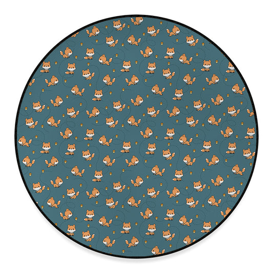 Baby Fox Pattern Print Round Floor Mat