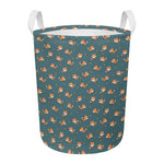 Baby Fox Pattern Print Round Laundry Basket