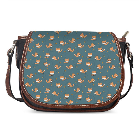 Baby Fox Pattern Print Saddle Bag