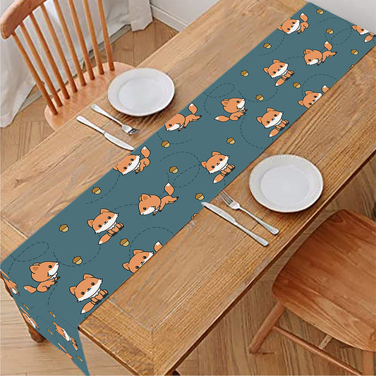 Baby Fox Pattern Print Table Runner