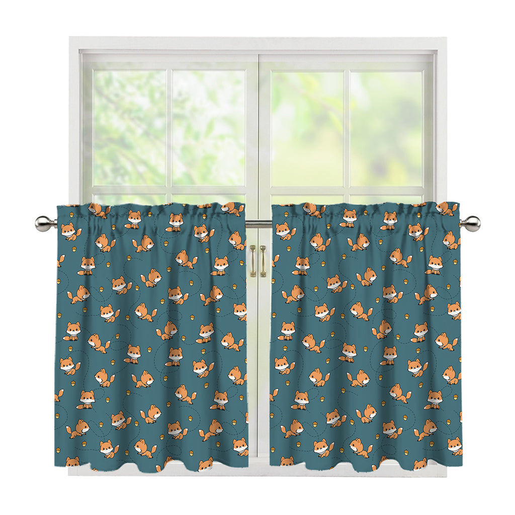 Baby Fox Pattern Print Tier Curtains