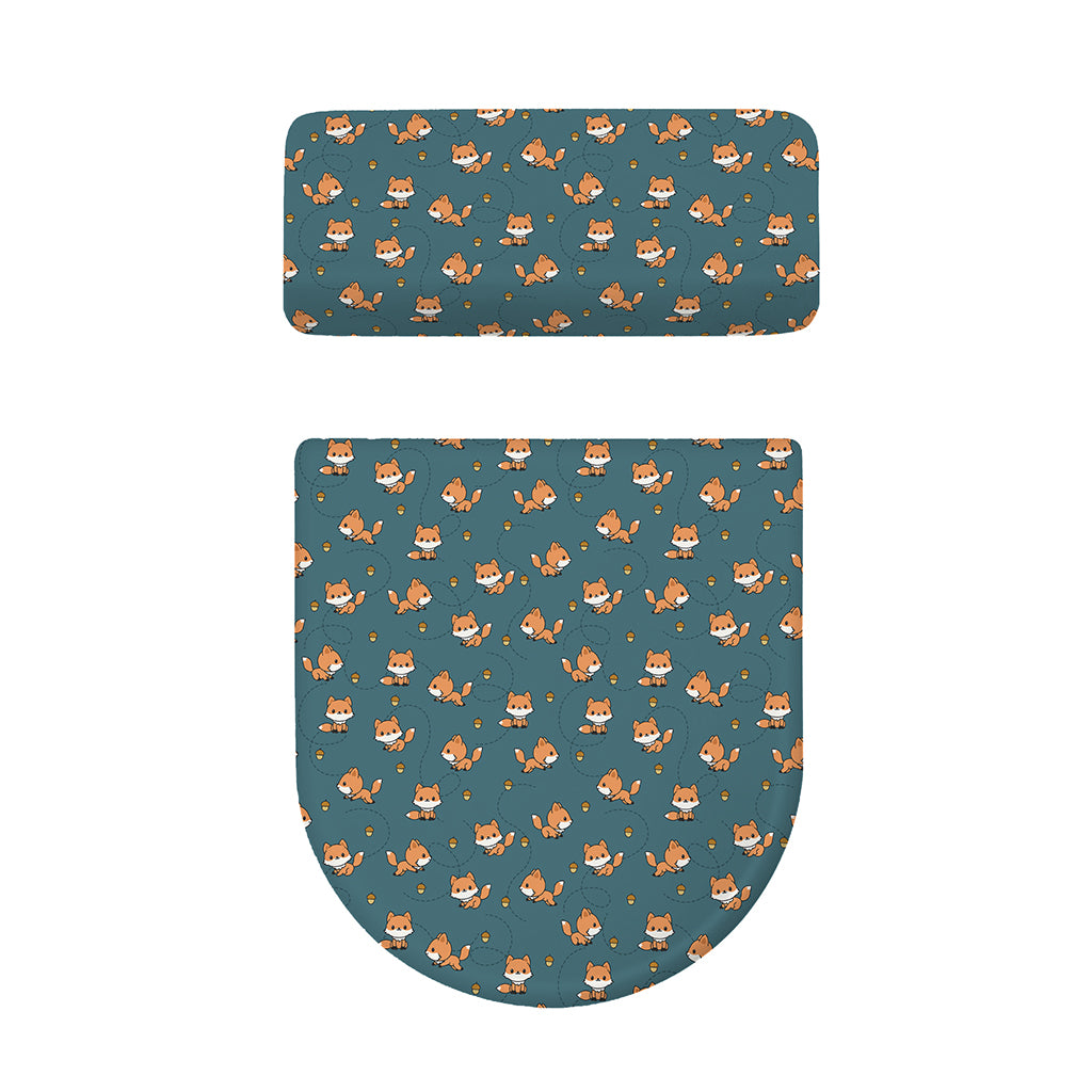 Baby Fox Pattern Print Toilet Lid And Tank Cover Set