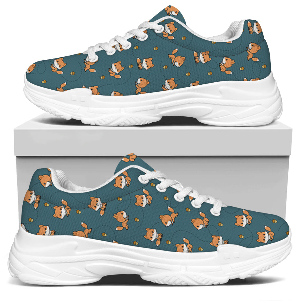 Baby Fox Pattern Print White Chunky Shoes