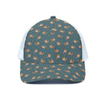 Baby Fox Pattern Print White Mesh Trucker Cap