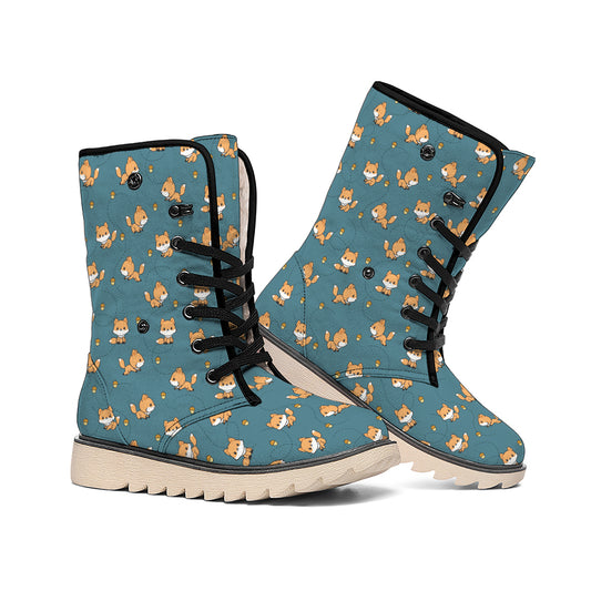 Baby Fox Pattern Print Winter Boots