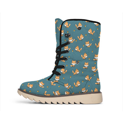 Baby Fox Pattern Print Winter Boots